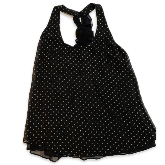Bisou Bisou Gold Polka Dot Black Tank Top Size XL - Picture 1 of 4